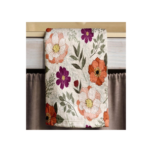 Serviettes de cuisine en coton biologique certifié GOTS, à rayures golf, à séchage rapide, douces, absorbantes, anti-rétrécissement, en tissu gaufré floral, couleur Cobalt Glow - Product Image 1