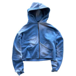 เสื้อมีฮู้ดซักกรดสำหรับผู้ชายเสื้อแจ็กเก็ตแนวสตรีทซิปสำหรับทุกเพศแนววินเทจเสื้อมีฮู้ดปักลายกรดซัก - Product Image 2