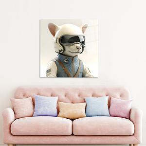 Art moderne de l'aviateur chat : Élégante œuvre d'art imprimée sur toile pour la décoration intérieure, ART SUR VERRE TÉRMÉTRAL - Product Image 1