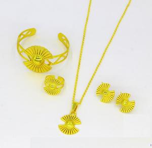 Women's Trendy Gold Plated Brass Copper Bangle Ring Set Leaf Pattern Classic for Engagement <b>Wedding</b> Party Accessories - Product Image 6