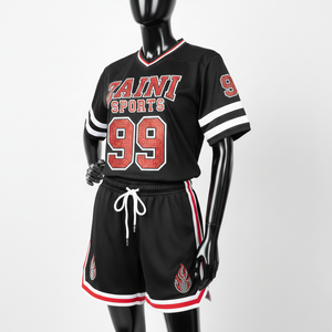 Ensemble de short en jersey de sport pour femmes Tissu en polyester de qualité supérieure 160 GSM Style de panneau léger Logo personnalisé Ensembles pour femmes 100% coton - Product Image 5