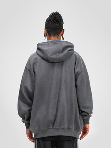 Alta calidad Boxy Cropped Custom Navy Blue Blank Zip Up Hombres Sudadera con capucha - Product Image 6