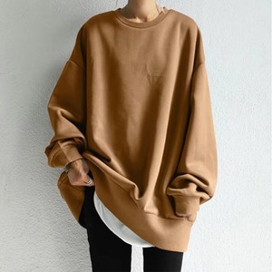 Sweat-shirt à col montant surdimensionné confortable de qualité supérieure, en polaire, chaud, doux, tricoté, ample, décontracté, pour tous les jours, style décontracté de rue - Product Image 5