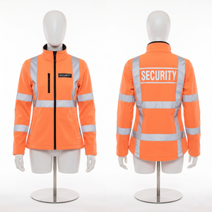 Veste en cuir de sécurité unisexe, 300 grammes, polaire polyester premium, panneau réfléchissant orange, logo personnalisé par transfert thermique, à capuche - Product Image 1