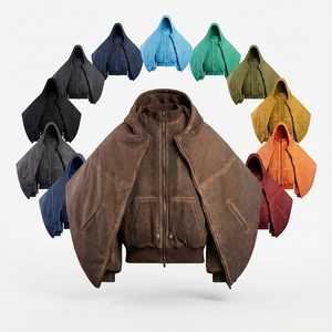 Sweat à capuche en molleton 100% coton, vente chaude, manches oversize, fermeture éclair sur le devant avec capuche, style décontracté, lavage à l'acide personnalisé, sweat à capuche grande taille - Product Image 1