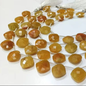 Cuentas Briolette de 12mm con forma de cojín de Aguamarina amarilla natural vendidas por hebra de 8 pulgadas de largo - Product Image 2