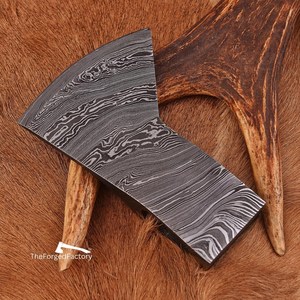 Tête de hache de Damas avec logo personnalisé pour la marque OEM Offre Spéciale 2025 finition antique tête de hache de combat Damas livraison directe - Product Image 6