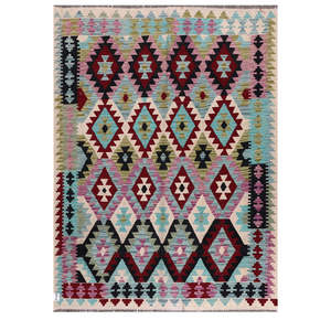 Alfombra Kilim de Maimana, Afganistán, 199 x 150 cm, Juego de Alfombras - Product Image 1