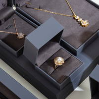 WEIMEI Boîte à bijoux haut de gamme avec logo personnalisé Boîte à bagues en cuir Emballage de boîte à bijoux en cuir PU pour boucles d'oreilles bracelet collier