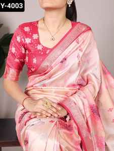 Las últimas mujeres usan seda Tussar con borde de viscosa Festival y ropa de fiesta Sari con estampado floral Fiesta India Sari - Product Image 5