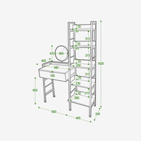 Armoire moderne industrielle AllDay avec panneaux en bois, miroir, étagères réglables en hauteur, design minimaliste, salon, chambre à coucher
