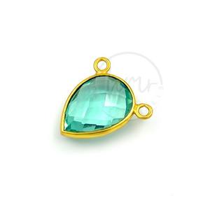 Beautiful Gemstone <b>Aquamarine</b> Hydro Quartz Briolette Teardrop Loose Gemstone Gold Plated Connector Pendant For Jewelry Making - Product Image 1