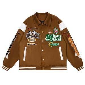 OEM-Chaqueta de béisbol para hombre, chaqueta personalizada con parche bordado de chenilla en blanco, venta al por mayor - Product Image 2