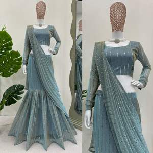 Signature Ready to Wear Spandex <b>Lehenga</b> Saree Curated Contemporary Ethnic Wear for High End Boutiques in wholesale and <b>cheap</b> - Product Image 2