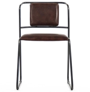 Akku Art Genuine Buffalo Leather <b>Dining</b> <b>Chair</b> | Industrial Restaurant Cafe Furniture | Vintage Metal Frame Stackable <b>Chair</b> - Product Image 5