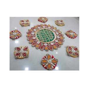 Multi-Color Eco-friendly Rangoli <b>Candle</b> Holder Mat Durable Non-Slip Easy Clean for Wedding Table Decorations Centerpieces - Product Image 1