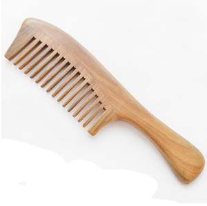 Peigne à cheveux en bois afro bambou écologique grande dent large facile à utiliser avec logo personnalisé en plastique et manche en bois Pdécoration - Product Image 1