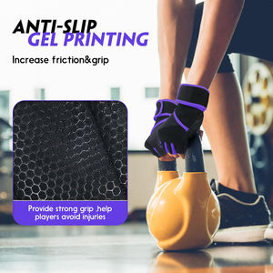 Ropa de entrenamiento de color personalizada Guantes de levantamiento de pesas Entrenamientos de ajuste cruzado Protección de La Palma Entrenamiento Medio dedo Gimnasio Guantes de fitness - Product Image 3