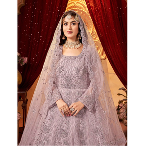 Indian Ethnic Long Anarkali Gown for Women's Party Wear Adults Fancy Embroidery <b>Net</b> Dupatta Made of <b>Net</b> Material - Product Image 4