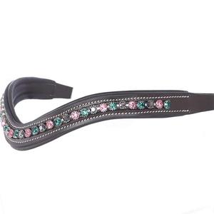 Correa de cuero para cejas de caballo, banda de cuero curvo, cómodo, suave, acolchada, cadena de cristales ostentosos multicolor, 1 fila - Product Image 2