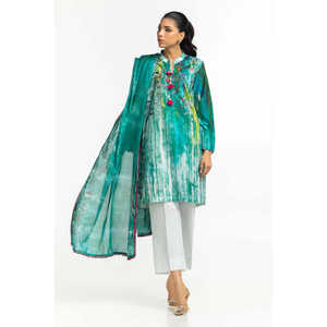 Élégant ensemble 3 pièces vert imprimé pour femme, longueur genou, orné de diamants, design tendance grande taille, idéal pour le bureau ou les dîners, disponible du XS - Product Image 2