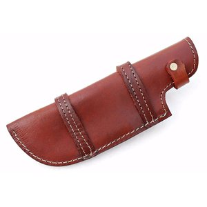 Couteau de suivi de lame en acier damas personnalisé en usine OEM gaine en cuir de vache avec manche en bois transport quotidien conception horizontale - Product Image 4