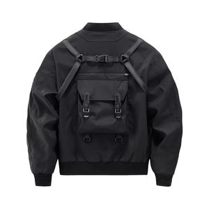 2025 moda Streetwear cremallera y bolsillos chaqueta Bomber chaquetas de bombardero de satén personalizadas al por mayor chaquetas de hombre de alta calidad - Product Image 2
