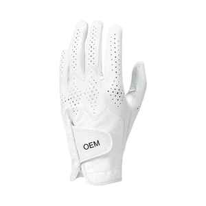 Vente en gros de gants de golf simples tout blancs avec logo et images personnalisés gants de golf en cuir pour hommes RH ou LH - Product Image 1