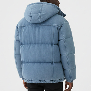 Haute qualité grande taille Streetwear chaud léger Denim doudoune vêtements d'hiver chaud coupe-vent fermeture éclair à capuche bulle veste - Product Image 2