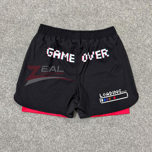 กางเกงขาสั้นไฮบริดแบบกำหนดเอง 2 ชั้น 2 in 1 กางเกงขาสั้นสำหรับ MMA ต่อสู้ บราซิลเลียนยิวยิตสู พิมพ์ลายแบบซับลิเมชั่น ผ้าไมโครสเตรช ผลิตในปากีสถาน - Product Image 2