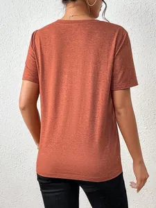 Women's for Color T-Shirt with Elegant Lady Print Turtleneck Short Sleeve Casual Summer <b>Top</b> 100% Cotton Jersey Fabric Logo - Product Image 2