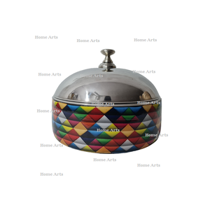 Plat de service rond en os incrusté avec couvercle en acier inoxydable pour service de nourriture et fondue, idéal pour les mariages et les réceptions - Product Image 2