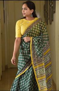 Trendiness Chanderi Cotton Saree Modern Mul Cotton para fiestas Bodas Diwali - Product Image 3