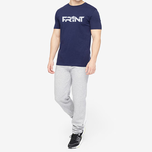 Camiseta de lona de manga corta cómoda informal de algodón azul marino para hombre - Product Image 2