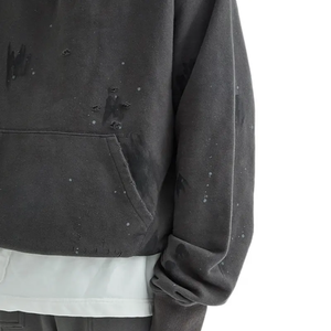 Alta calidad de color de lavado personalizado suelta capucha de gran tamaño de peso pesado Casual Streetwear Pullover Denim Hoodie para hombres - Product Image 3