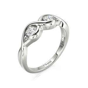 Anillo de Promesa Jeulia Personalizado con Dos Diamantes Cultivados en Laboratorio, Chapado en Oro Rosa sobre Plata de Ley - Product Image 2