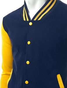 Veste d'université élégante à contraste de couleur pour hommes manches longues Baseball décontracté sport mode veste bouton de broderie léger - Product Image 6