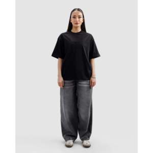 Camiseta Esencial Negra 100% Algodón, Transpirable, Antiarrugas, Casual, Ajustada, Corta, Estampado Sólido, 180 Gramos, Tejido Jersey - Product Image 6