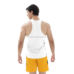 Custom Eco-Friendly Breathable Cotton Gym Tank Top for <b>Men</b> with Dropped Armholes and Athletic Fit for Fitness and Training - Product Image 4