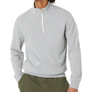 Haute qualité quart Zip pull sweats hommes coton mélangé Logo personnalisé poids lourd coton polaire demi fermeture éclair sweat - Product Image 4