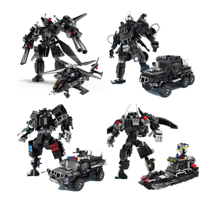 Robot de ville transformant en plastique, ensemble de <span class=keywords><strong>police</strong></span> <span class=keywords><strong>Swat</strong></span>, voiture, hélicoptère, bateau, camion, kit de briques de construction, jouet éducatif pour enfants, vente en gros - Product Image 1