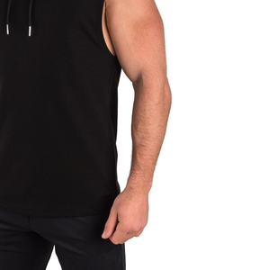 Ropa de calle Casual personalizado entrenamiento gimnasio Sudadera con capucha sin mangas culturismo transpirable sin mangas Sudadera con capucha Unisex Color sólido ropa de hombre - Product Image 4