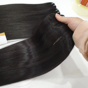 Extensiones de cabello humano natural negro Remy Grado Bonestraight Cutícula virgen alineada Cabello indio crudo de proveedor de confianza - Product Image 1