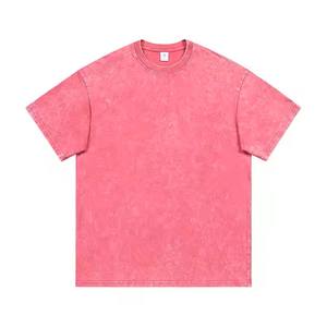Camisetas de manga corta con lavado ácido para hombre, cuello caído en los hombros, patrón sólido transpirable, ropa a granel de THG - Product Image 3
