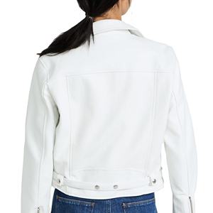 Vente chaude couleur blanc brillant qualité veste en cuir pour femmes personnalisée veste en cuir d'extérieur en cuir moteur veste d'hiver 2025 - Product Image 2