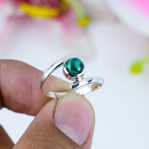 New Arrival Handmade 925 Solid Sterling Silver <b>Ring</b> Vintage Silver Plated Natural Malachite Gemstone Trendy Bezel <b>Fine</b> <b>Rings</b> - Product Image 3