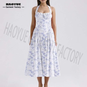 Vestido bohemio con estampado floral Morado para mujer, elegante, informal, personalizado, ropa de fiesta de verano para niñas, fabricante personalizado - Product Image 2