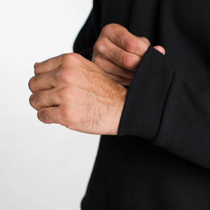 Sudadera de media cremallera con cuello redondo de algodón orgánico 100% para hombre, sudadera en blanco de estilo de invierno con cremallera y hombros caídos de talla grande en Nurak - Product Image 6