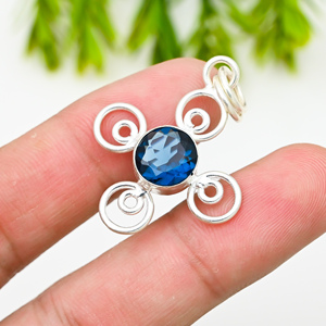 Collier de luxe en argent 925 avec topaze bleue LONDRES, poids 22g - Product Image 4