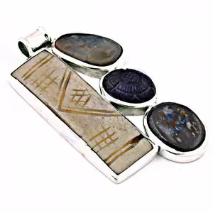 Pendentif en argent fait main avec incrustation de pierre d'améthyste, style religieux unique, bijoux en or, cadeau pour femmes, pendentifs à motif de crochet - Product Image 1